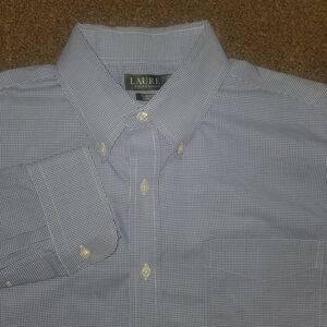 Lauren Ralph Lauren Shirt Mens 17 34/35 Gingham Plaid Blue Button Down Classic